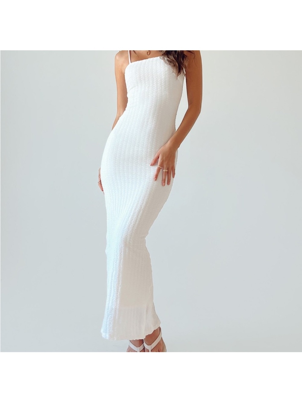 Princess Polly White Textured Slip Maxi